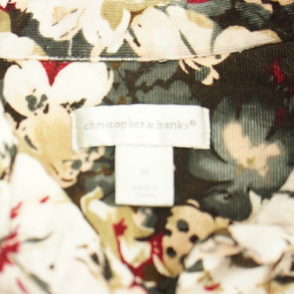 Christopher & Bank Jacket Coat Womens Size Mediuam Buttons Fly Floral - Picture 3 of 4
